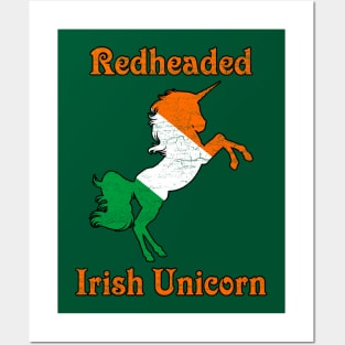 Redheaded Irish Unicorn Posters and Art